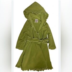 MATILDA JANE Girl’s Wrap Hoodie Jacket Robe W/pockets Olive Green Ruffle Trim
